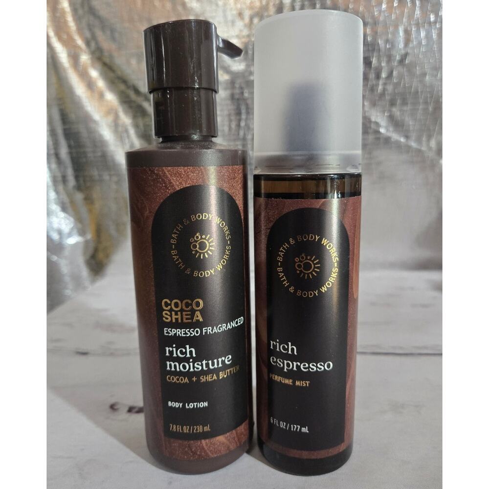 NEW Bath and Body Works Coco Shea Espresso Rich Lotion Body Perfume Mist 2pc